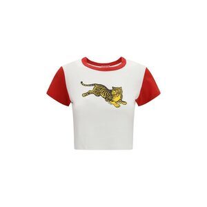 Kenzo Women Jumping Tiger Cropped Cotton T-Shirt